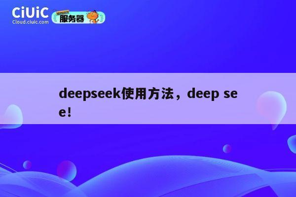 deepseek使用方法，deep see！ 第1张